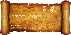 Platzer Gergely névjegykártya